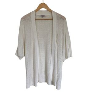Allison Daley Womens White Open-Front‎ Cardigan Size 3X Elbow Sleeve Summer